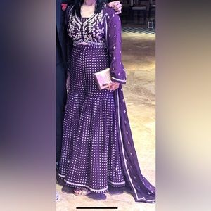 Purple Gharara 3 piece set